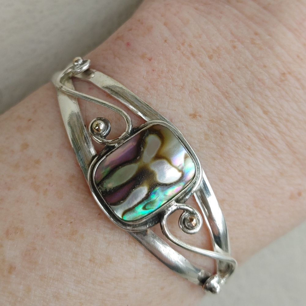 Abalone Shell In 925 Solid Sterling Silver Cuff B… - image 5